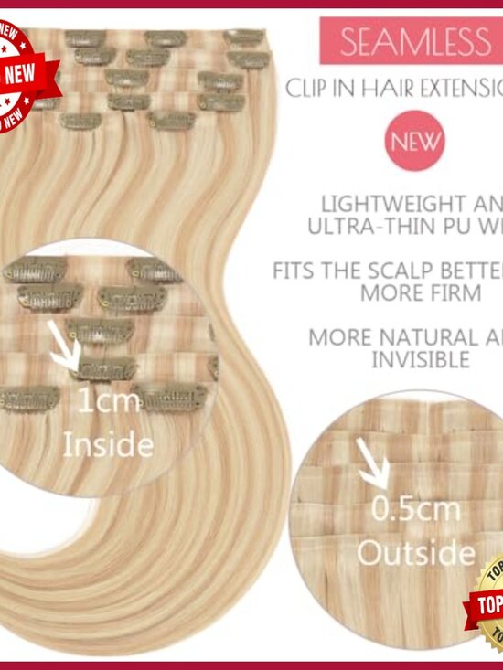 Seamless Clip-In Human Hair Extensions 14 Inch 7 Pieces 110g Seamless Clip-In Human Hair Extensions 14 Inch 7 Pieces 110g main image 2